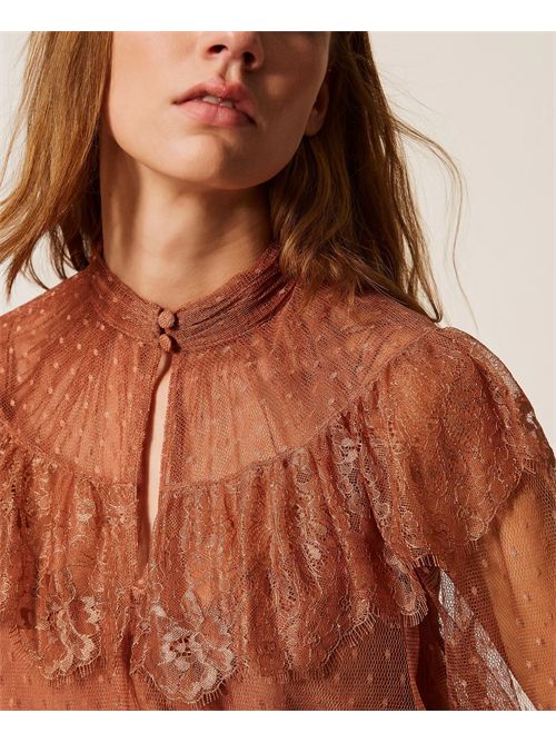 Blusa in tulle plumetis e pizzo TWINSET | TP2772/13168